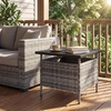 image:imageGiantex Umbrella Table Outdoor Side Table with 2 Umbrella Hole Rattan Umbrella Stand Holder Heavy Duty Metal Frame Patio Bistro Table for Deck Garden Poolside Mix Gray HDPE TabletopMix Gray
