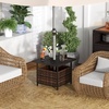 image:imageGiantex Umbrella Table Outdoor Side Table with 2 Umbrella Hole Rattan Umbrella Stand Holder Heavy Duty Metal Frame Patio Bistro Table for Deck Garden Poolside Mix Gray HDPE TabletopMix Brown