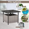 image:imageGiantex Umbrella Table Outdoor Side Table with 2 Umbrella Hole Rattan Umbrella Stand Holder Heavy Duty Metal Frame Patio Bistro Table for Deck Garden Poolside Mix Gray HDPE TabletopLight Gray