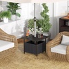 image:imageGiantex Umbrella Table Outdoor Side Table with 2 Umbrella Hole Rattan Umbrella Stand Holder Heavy Duty Metal Frame Patio Bistro Table for Deck Garden Poolside Mix Gray HDPE TabletopBlack
