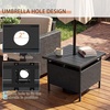 image:imageGiantex Umbrella Table Outdoor Side Table with 2 Umbrella Hole Rattan Umbrella Stand Holder Heavy Duty Metal Frame Patio Bistro Table for Deck Garden Poolside Mix Gray HDPE TabletopBlack
