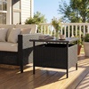 image:imageGiantex Umbrella Table Outdoor Side Table with 2 Umbrella Hole Rattan Umbrella Stand Holder Heavy Duty Metal Frame Patio Bistro Table for Deck Garden Poolside Mix Gray HDPE TabletopBlack