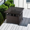 image:imageGiantex Umbrella Table Outdoor Side Table with 2 Umbrella Hole Rattan Umbrella Stand Holder Heavy Duty Metal Frame Patio Bistro Table for Deck Garden Poolside Mix Gray HDPE TabletopMix Brown