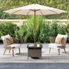 image:imageGiantex Umbrella Table Outdoor Side Table with 2 Umbrella Hole Rattan Umbrella Stand Holder Heavy Duty Metal Frame Patio Bistro Table for Deck Garden Poolside Mix Gray HDPE TabletopMix Brown