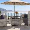 image:imageGiantex Umbrella Table Outdoor Side Table with 2 Umbrella Hole Rattan Umbrella Stand Holder Heavy Duty Metal Frame Patio Bistro Table for Deck Garden Poolside Mix Gray HDPE TabletopMix Gray