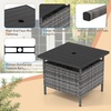 image:imageGiantex Umbrella Table Outdoor Side Table with 2 Umbrella Hole Rattan Umbrella Stand Holder Heavy Duty Metal Frame Patio Bistro Table for Deck Garden Poolside Mix Gray HDPE TabletopMix Gray