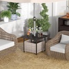 image:imageGiantex Umbrella Table Outdoor Side Table with 2 Umbrella Hole Rattan Umbrella Stand Holder Heavy Duty Metal Frame Patio Bistro Table for Deck Garden Poolside Mix Gray HDPE TabletopLight Gray