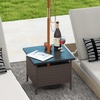 image:imageGiantex Umbrella Table Outdoor Side Table with 2 Umbrella Hole Rattan Umbrella Stand Holder Heavy Duty Metal Frame Patio Bistro Table for Deck Garden Poolside Mix Gray HDPE TabletopMix Brown