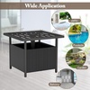 image:imageGiantex Umbrella Table Outdoor Side Table with 2 Umbrella Hole Rattan Umbrella Stand Holder Heavy Duty Metal Frame Patio Bistro Table for Deck Garden Poolside Mix Gray HDPE TabletopBlack