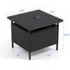 image:imageGiantex Umbrella Table Outdoor Side Table with 2 Umbrella Hole Rattan Umbrella Stand Holder Heavy Duty Metal Frame Patio Bistro Table for Deck Garden Poolside Mix Gray HDPE TabletopBlack