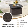 image:imageGiantex Umbrella Table Outdoor Side Table with 2 Umbrella Hole Rattan Umbrella Stand Holder Heavy Duty Metal Frame Patio Bistro Table for Deck Garden Poolside Mix Gray HDPE TabletopMix Brown