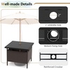 image:imageGiantex Umbrella Table Outdoor Side Table with 2 Umbrella Hole Rattan Umbrella Stand Holder Heavy Duty Metal Frame Patio Bistro Table for Deck Garden Poolside Mix Gray HDPE TabletopMix Brown