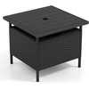 image:imageGiantex Umbrella Table Outdoor Side Table with 2 Umbrella Hole Rattan Umbrella Stand Holder Heavy Duty Metal Frame Patio Bistro Table for Deck Garden Poolside Mix Gray HDPE TabletopBlack