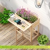 image:imageGiantex Wood Raised Garden Bed wFolding DropLeaf Potting Table Planter Box for Flower Herb Vegetable Fruit Indoor Outdoor Elevated Raised Beds for Gardening Backyard Patio Balcony25x265x295