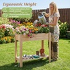 image:imageGiantex Wood Raised Garden Bed wFolding DropLeaf Potting Table Planter Box for Flower Herb Vegetable Fruit Indoor Outdoor Elevated Raised Beds for Gardening Backyard Patio Balcony32x15x30