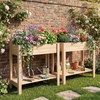 image:imageGiantex Wood Raised Garden Bed wFolding DropLeaf Potting Table Planter Box for Flower Herb Vegetable Fruit Indoor Outdoor Elevated Raised Beds for Gardening Backyard Patio Balcony32x15x30