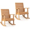 image:imageGiantex Wood Rocking Chair Outdoor  Outside Rocker with High Backrest Wide Armrests 330 Lbs Weight Capacity Patio Rocking Chairs for Lawn Backyard Indoors Deck Garden Porch Chair 2 NaturalNatural