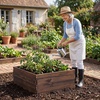 image:imageGiantex Wooden Raised Garden Bed 23 x 23 Square Fir Wood Planter Box with OpenEnded Base for Vegetables Flowers Herbs Indoor Outdoor Elevated Planter Container for Patio Yard Garden amp Balcony23 x 23 x 9