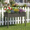 image:imageGiantex Wooden Raised Garden Bed wLegs Wood Elevated Planter Box 35Lx 16Wx24H Outdoor Planter Stand for Flower Herb Garden Vegetable Fruit SucculentGray