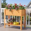 image:imageGiantex Wooden Raised Garden Bed wLegs Wood Elevated Planter Box 35Lx 16Wx24H Outdoor Planter Stand for Flower Herb Garden Vegetable Fruit SucculentOrange