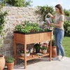 image:imageGiantex Wooden Raised Garden Bed wLegs Wood Elevated Planter Box 35Lx 16Wx24H Outdoor Planter Stand for Flower Herb Garden Vegetable Fruit SucculentReddish Brown