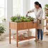 image:imageGiantex Wooden Raised Garden Bed wLegs Wood Elevated Planter Box 35Lx 16Wx24H Outdoor Planter Stand for Flower Herb Garden Vegetable Fruit SucculentReddish Brown