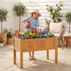 image:imageGiantex Wooden Raised Garden Bed wLegs Wood Elevated Planter Box 35Lx 16Wx24H Outdoor Planter Stand for Flower Herb Garden Vegetable Fruit SucculentTeak