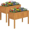 image:imageGiantex Wooden Raised Garden Bed wLegs Wood Elevated Planter Box 35Lx 16Wx24H Outdoor Planter Stand for Flower Herb Garden Vegetable Fruit SucculentTeak