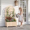 image:imageGiantex Wooden Raised Garden Bed with Arched Trellis Set 2 48 Fir Wood Outdoor Elevated Planter Box Privacy Screen wDrainage Hole Vertical Garden Bed for Climbing Plants Patio Balcony BackyardNatural