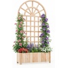 image:imageGiantex Wooden Raised Garden Bed with Arched Trellis Set 2 48 Fir Wood Outdoor Elevated Planter Box Privacy Screen wDrainage Hole Vertical Garden Bed for Climbing Plants Patio Balcony BackyardNatural
