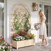 image:imageGiantex Wooden Raised Garden Bed with Arched Trellis Set 2 48 Fir Wood Outdoor Elevated Planter Box Privacy Screen wDrainage Hole Vertical Garden Bed for Climbing Plants Patio Balcony BackyardNatural