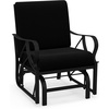 image:imageGiantex 2Pack Outdoor Glider Patio Rocking Chair with Thick Cushion Sturdy Metal Frame Curved Armrest Ergonomic Design SinglePerson Glider Chair for Garden Yard Porch Rocker BeigeBlack