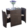 image:imageGiantex 3 PCS Cushioned Outdoor Wicker Patio Set Convention Bistro Set Garden Lawn Space Saving Conversation Sofa Furniture No Assembly BrownBrown