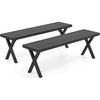 image:imageGiantex 54 Outdoor Bench Metal Garden Bench with Slatted Seat XShaped Legs HeavyDuty Patio Backless Loveseat Load 800 LBS 2Person Park Bench for Lawn Yard Porch Black2