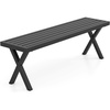 image:imageGiantex 54 Outdoor Bench Metal Garden Bench with Slatted Seat XShaped Legs HeavyDuty Patio Backless Loveseat Load 800 LBS 2Person Park Bench for Lawn Yard Porch Black1