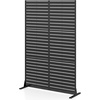 image:imageGiantex 72H x 48W Metal Privacy Screen 2 Panels Freestanding Outdoor Privacy Fence Panel with Stable Legs Decorative Metal Screen Divider for Patio Balcony Garden Starburst PatternBlackLouver