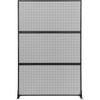 image:imageGiantex 72H x 48W Metal Privacy Screen 2 Panels Freestanding Outdoor Privacy Fence Panel with Stable Legs Decorative Metal Screen Divider for Patio Balcony Garden Starburst PatternBlackMesh