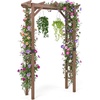 image:imageGiantex 85 Garden Arch Trellis Wood Garden Arbor with Flat Top for Climbing Plants Roses amp Vines Outdoor Wooden Wedding Arch for Ceremony Backyard Lawn Patio Garden Entrance DecorationDark Brown