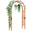 image:imageGiantex 85 Garden Arch Trellis Wood Garden Arbor with Flat Top for Climbing Plants Roses amp Vines Outdoor Wooden Wedding Arch for Ceremony Backyard Lawn Patio Garden Entrance DecorationWalnut Brown