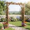 image:imageGiantex 87in Tall Wooden Garden Arbor with Planter Boxes amp Hanging Roof Wood Garden Arch Trellis for Climbing Plants Decorative Pergola Archway for Wedding Ceremony Party Backyard Lawn