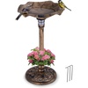 image:imageGiantex Bird Bath for Outside 30 inch Solar Lighted Bird Bath and Feeder with Flower Planter Lotus Leaf Water Bowl 3 Stakes Vintage Birdbath Outdoor Decoration for Garden Yard Lawn Patio BronzeBronze
