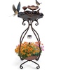 image:imageGiantex Bird Bath with Planter  Solar Lighted Bird Bath for Outside with Bird Feeder Lotus Water Bowl for Bathing Flower Planter with Drainage Holes Standing Birdbath for Garden Yard BronzeBronze