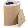image:imageGiantex Corner Laundry Hamper with Lid 15 Gal Bamboo Laundry Basket with Removable Liner amp Portable Handle Triangle Clothes Hamper for Small Spaces Bedroom Bathroom Laundry Living RoomNatural Beige