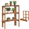 image:imageGiantex Foldable Plant Shelf 3Tier Solid Wood Indoor Outdoor Flower Pot Display Rack Corner Storage Bookshelf Freestanding Tiered Plant Stand for Garden Patio Balcony No Assembly3Tier