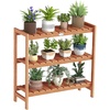 image:imageGiantex Foldable Plant Shelf 3Tier Solid Wood Indoor Outdoor Flower Pot Display Rack Corner Storage Bookshelf Freestanding Tiered Plant Stand for Garden Patio Balcony No Assembly13 x 36 x 35