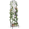 image:imageGiantex Metal Garden Trellis for Climbing Plants 75 x 20 Outdoor Rose Trellis wFoldable Bottom Shelf Freestanding Plant Support for Vines Flowers Vegetables amp Fruits Patio Lawn Garden WhiteBlack