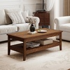 image:imageGiantex Mid Century Modern Coffee Table 47 Wood Center Table with Slatted Storage Shelf amp 4 Corner Protector 2Tier Accent Cocktail Tea Table Vintage Coffee Table for Living Room Walnut