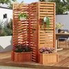 image:imageGiantex Outdoor Privacy Screen with Planter Box Wooden Planter Box with Trellis Freestanding Garden Divider Screen for Climbing Plants Patio Porch Balcony Backyard