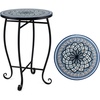 image:imageGiantex Outdoor Side Table Floral Clover Mosaic Patio Accent Table 14 Coffee End Table Indoor Outdoor Metal Plant Stand for Porch Garden Balcony DeskBlooming Lotus