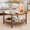 image:imageGiantex Rattan Coffee Table 415 Farmhouse Center Table with Storage amp Frosted Tempered Glass Wood Boho Accent Cocktail Tea Table Modern Living Room Table for Small Spaces WalnutBrown